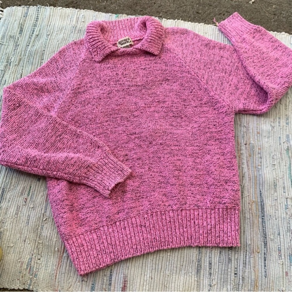 Vintage cotton Pink Grannycore Sweater Collared